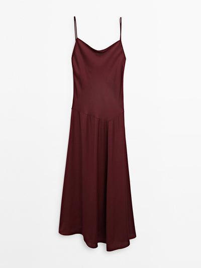 Massimo Dutti Strappy midi slip dress at Collagerie