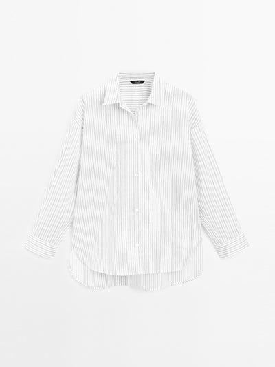 Massimo Dutti Striped shirt with chest detailing at Collagerie