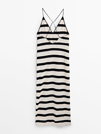 Massimo Dutti Striped strappy cotton-blend dress at Collagerie