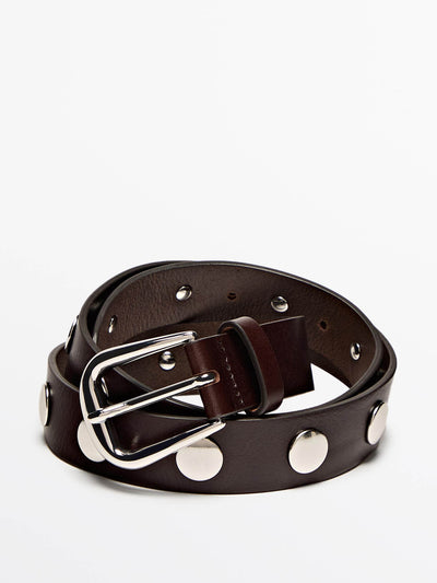 Massimo Dutti Studded nappa leather belt at Collagerie