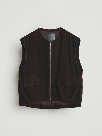 Massimo Dutti Suede leather gilet with zip at Collagerie