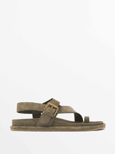 Massimo Dutti Suede strappy sandals at Collagerie