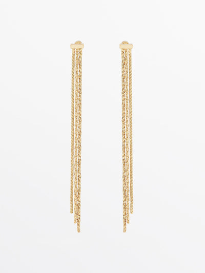 Massimo Dutti Thin chain dangle earrings at Collagerie