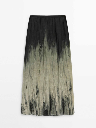 Massimo Dutti Tie-dye print midi skirt at Collagerie