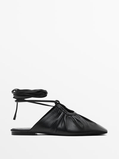 Massimo Dutti Tied nappa ballet flats at Collagerie