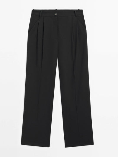 Massimo Dutti Straight-leg trousers with double darts at Collagerie