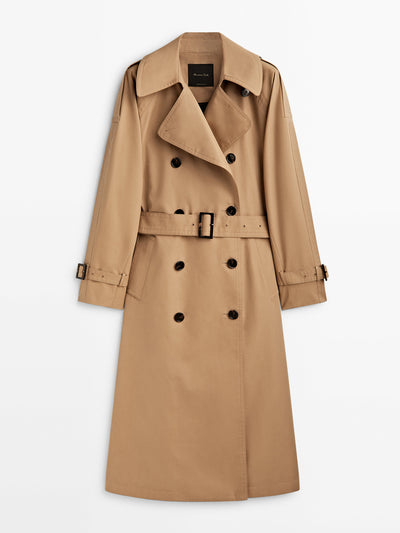 Massimo Dutti Voluminous trench coat with belt at Collagerie