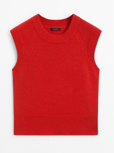 Massimo Dutti Wool and cashmere vest with ribbed trim at Collagerie