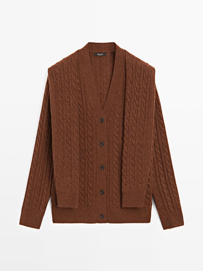 Massimo Dutti Wool blend cardigan with scarf detail at Collagerie