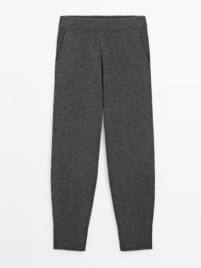 Massimo Dutti Wool blend chunky knit trousers at Collagerie