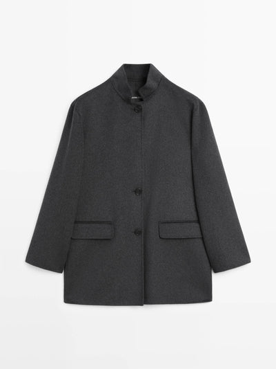 Massimo Dutti Wool blend high neck coat at Collagerie