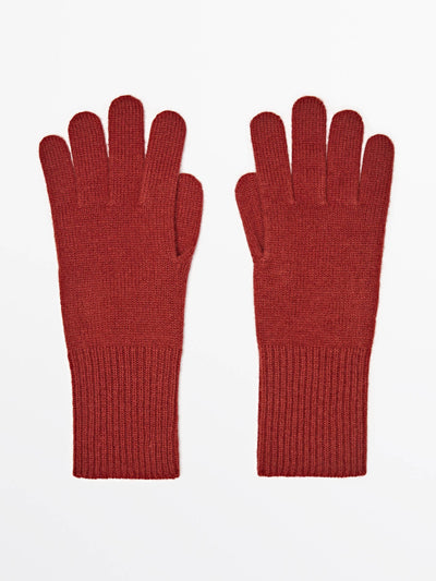 Massimo Dutti Wool blend knit gloves at Collagerie