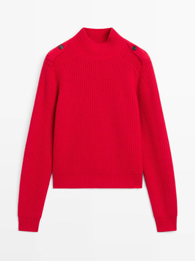 Massimo Dutti Wool blend sweater with shoulder detail at Collagerie