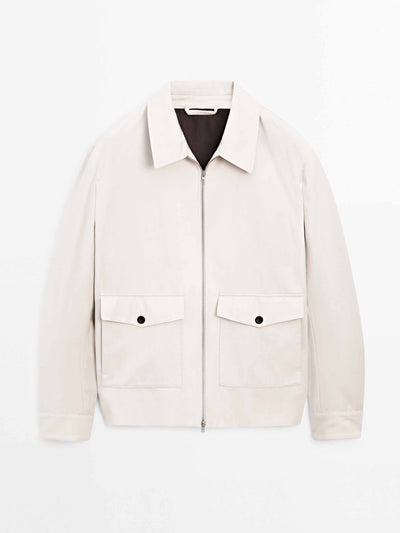 Massimo Dutti Wool and cotton blend jacket with pockets at Collagerie