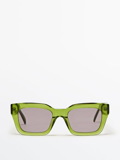 Massimo Dutti Green square sunglasses at Collagerie