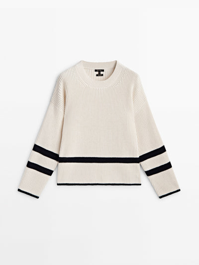 Massimo Dutti Purl knit jumper with side buttons at Collagerie