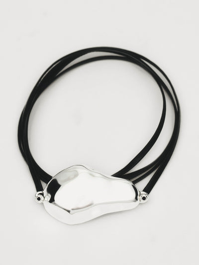 Massimo Dutti Leather cord bracelet with asymmetric piece at Collagerie