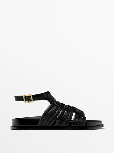 Massimo Dutti Flat sandal with knots at Collagerie