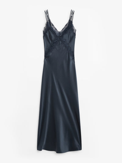 Massimo Dutti Navy slip dress at Collagerie