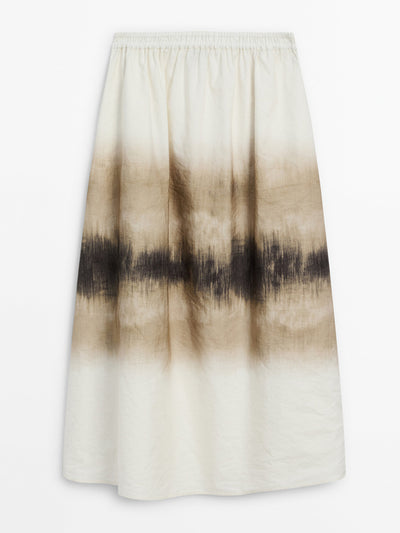 Massimo Dutti Ombré printed midi skirt at Collagerie