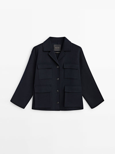 Massimo Dutti Short wool blend coat with pockets at Collagerie