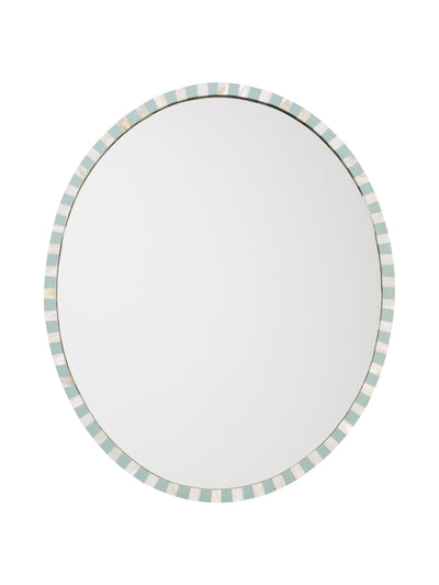 Matilda Goad Oval pearl mirror in pale blue at Collagerie