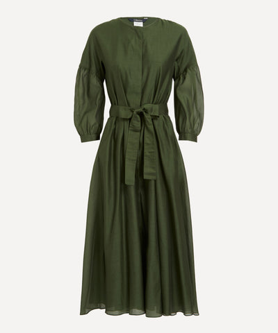 S Max Mara Green cotton and silk blend midi dress at Collagerie