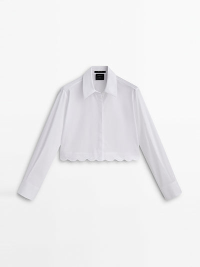 Massimo Dutti Cropped shirt with wavy detail at Collagerie