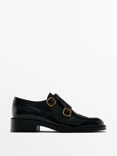 Massimo Dutti Flat shoes with double buckle at Collagerie