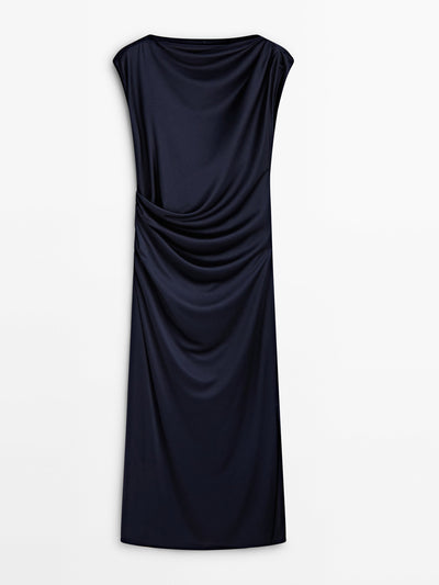 Massimo Dutti Flowing dress with gathered detail at Collagerie