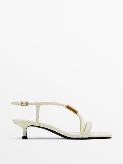 Massimo Dutti High heel sandals with metal piece at Collagerie