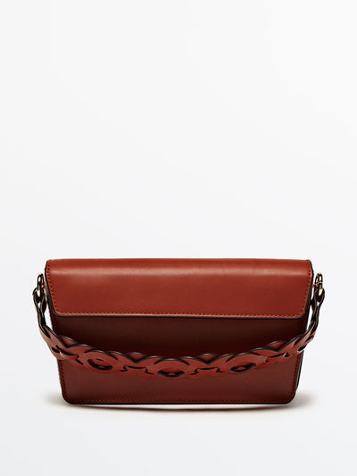 Massimo Dutti Leather crossbody bag with interwoven strap at Collagerie