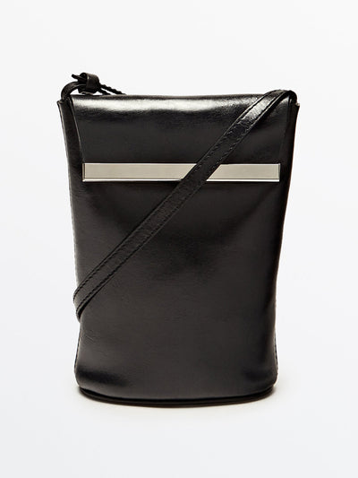 Massimo Dutti Leather mini crossbody bag at Collagerie