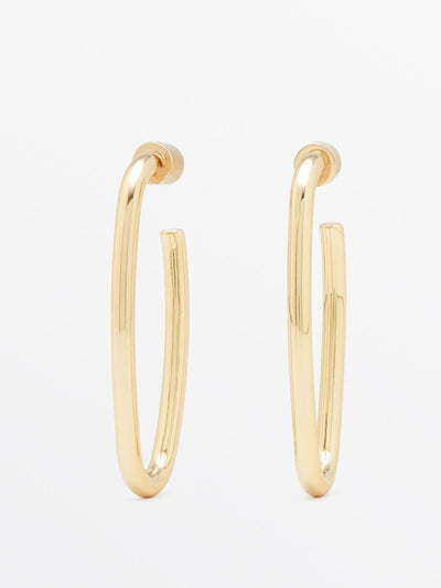 Massimo Dutti Long oval hoop earrings at Collagerie