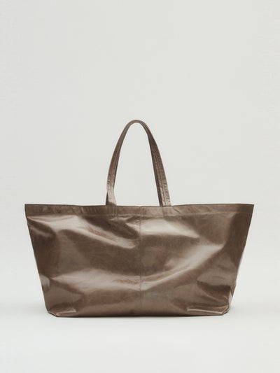 Massimo Dutti Maxi crackled leather tote bag at Collagerie