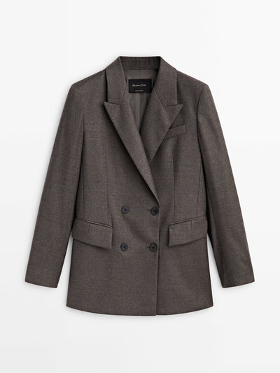 Massimo Dutti Melange double breasted suit blazer at Collagerie