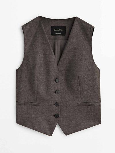 Massimo Dutti Melange wool blend suit waistcoat at Collagerie