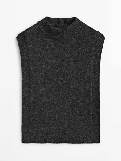 Massimo Dutti Mock turtleneck knit chest scarf at Collagerie