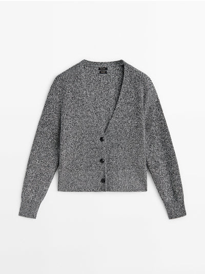 Massimo Dutti Mouliné cotton knit cardigan at Collagerie