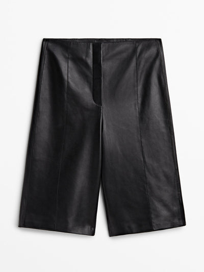 Massimo Dutti Leather Bermuda shorts at Collagerie