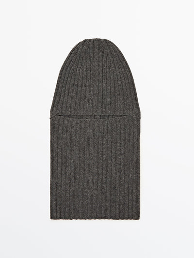 Massimo Dutti Ribbed knit balaclava at Collagerie