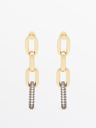 Massimo Dutti Shiny chain link earrings at Collagerie