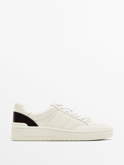 Massimo Dutti Tumbled leather trainers at Collagerie