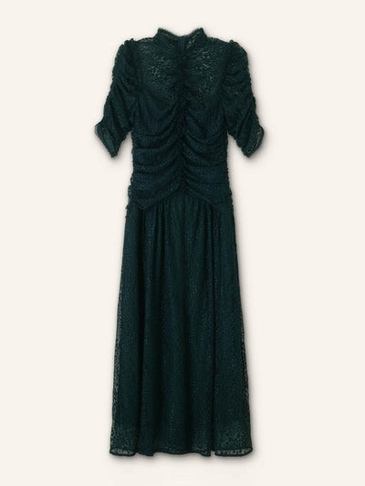 ME+EM Botanical lace ruched maxi dress at Collagerie