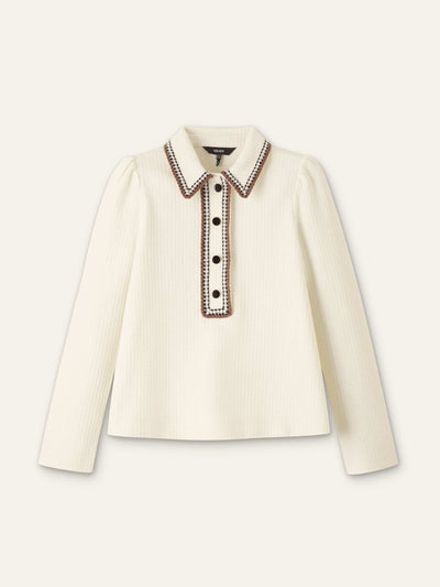 ME+EM Crochet trim textured swing top at Collagerie