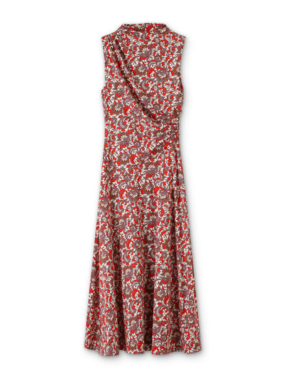ME+EM Graphic lace print ruched midi dress at Collagerie
