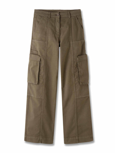 Me+Em Cotton cargo trousers in Autumn Olive at Collagerie