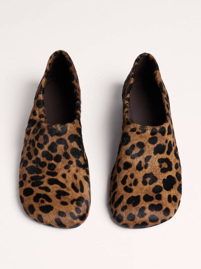 ME+EM Leopard print asymmetric slippers at Collagerie