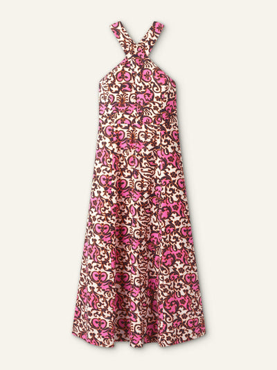 Me+Em Linen-blend baroque print crossover maxi dress at Collagerie