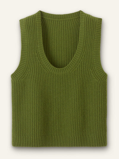 Me+Em Merino cashmere ribbed scoop neck vest at Collagerie